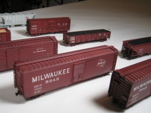 HO scale Milwaukee Road freight car models by John Mess