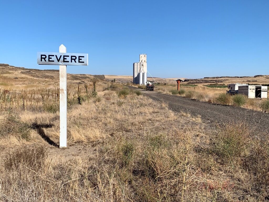 Photo of prototype station sign replica installed at Revere, WA