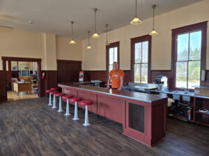 View of the dining room looking west towards the interpretive museum part of the depot (not included in the leasable space)