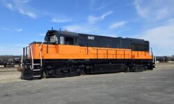 Milwaukee Road 5057 outside the Columbia Rail shop in Richland, WA on May 30, 2026